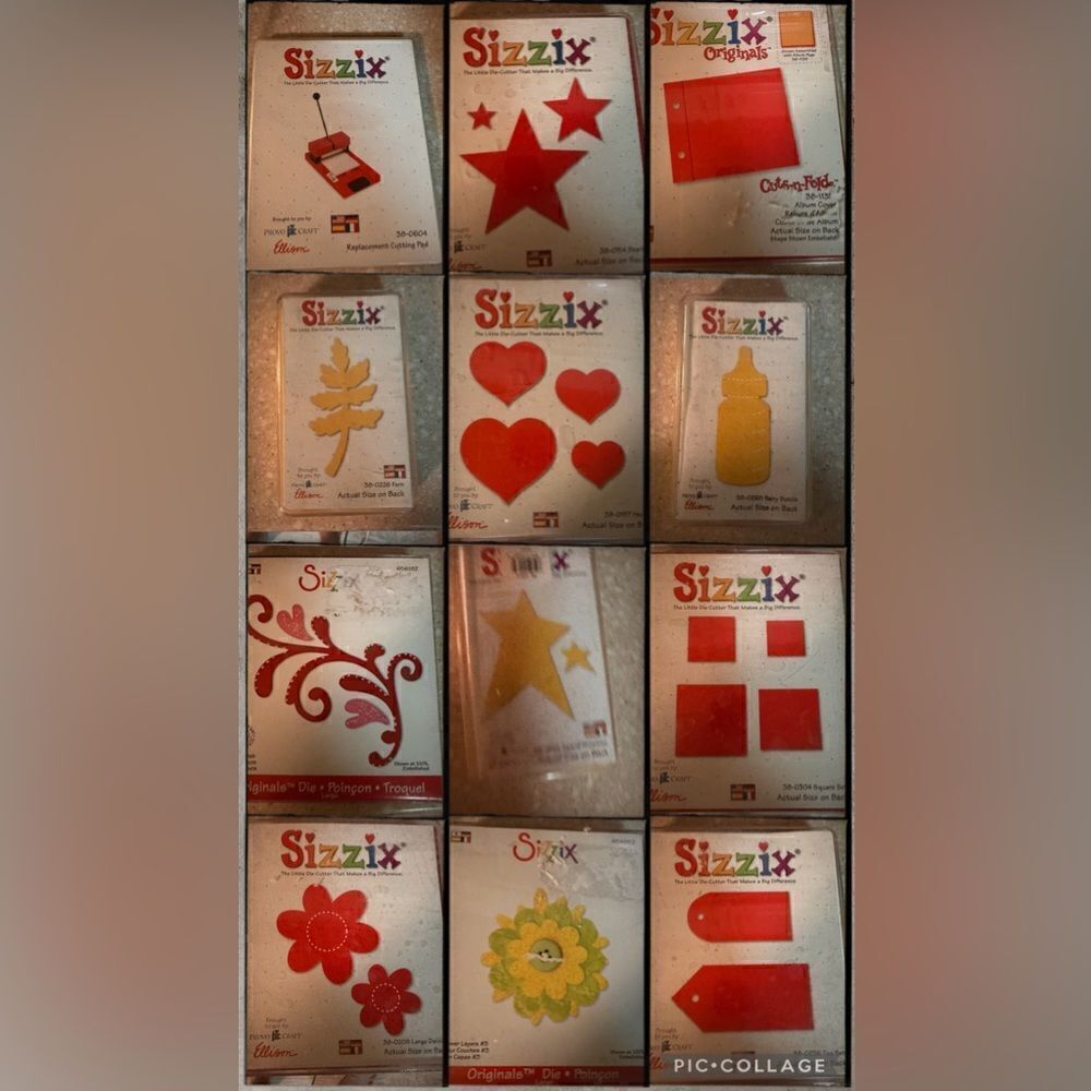 Sizzix 12 piece bundle die cutters, new cutting pad